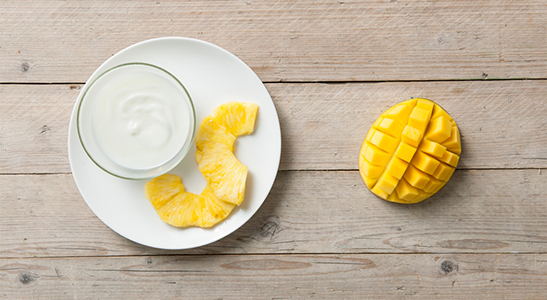 Schijf ananas en 1 mango